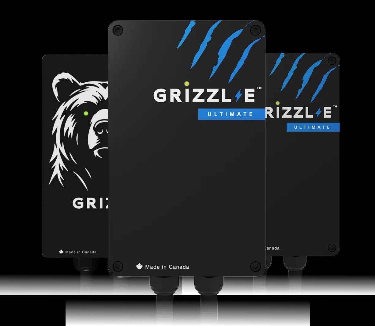 Three Grizzl-E chargers side by side: Duo, Ultimate and Classic